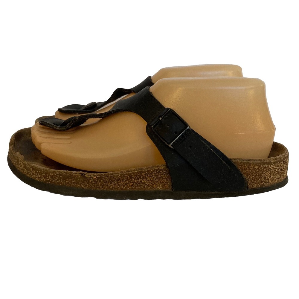 Birkenstock Gizeh 38 Black Leather Thong T Strap Sandals Womens 7 7.5 US FLAWS - Picture 7 of 14